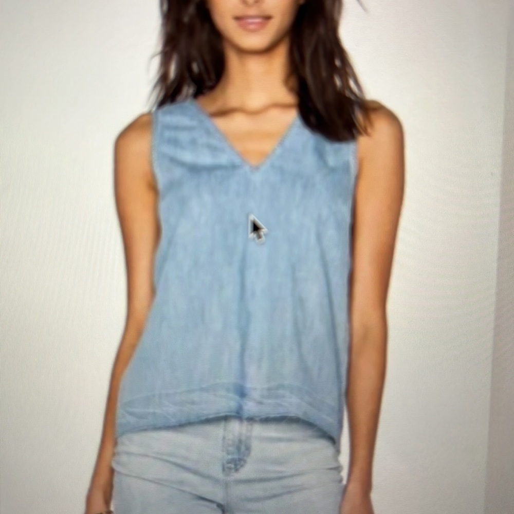 Rag and Bone Raw Hem Denim Sleeveless Top